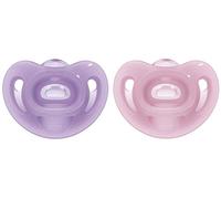 Nuk Sensitive Chupete 6-18 meses, 100% silicona para piel delicada, sin BPA, morado y rosa, 2 unidades