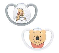 NUK Space Baby Chupete, 0-6 meses, chupetes con ventilación adicional para pieles sensibles, silicona sin BPA, Disney Winnie the Pooh, 2 unidades