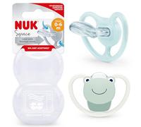 NUK Space Baby Chupete, 0-6 meses, chupetes con ventilación adicional para pieles sensibles y pieles sensibles, silicona sin BPA, rana, 2 unidades