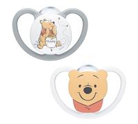 NUK Space Baby Chupete, 6-18 meses, chupetes con ventilación adicional para pieles sensibles, silicona sin BPA, Disney Winnie the Pooh, 2 unidades