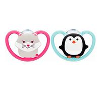 NUK Space - Chupetes para bebé (18-36 meses), diseño de chupetes con aberturas extra anchas para pieles sensibles, silicona libre de BPA y cebra, juego de 2