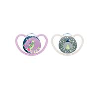 Nuk Space Night Chupetes Silicona Rosa 18-36m 2 piezas