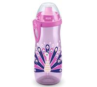 NUK Sports Cup taza para niños con efecto camaleón | +24 meses | 450 ml | Boquilla con cierre de empujar-tirar a prueba de fugas y fácil de abrir y cerrar | | Clip y tapa | Sin BPA | Pavo Real (Rosa)