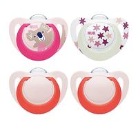 NUK Star Day & Night chupete | 18-36 meses | Calma al 99 % de los bebés | Chupetes de silicona sin BPA | Brilla en la oscuridad para encontrarlo por la noche | Coala | 4 unidades