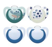 NUK Star Day & Night chupete | 6-18 meses | Calma al 99 % de los bebés | Chupetes de silicona sin BPA | Brilla en la oscuridad para encontrarlo por la noche | Cocodrilo | 4 unidades