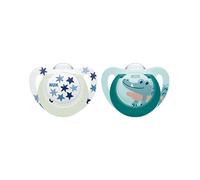 Nuk Star Day & Night Chupete Silicona 18-36m Azul 2 unidades