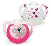 NUK Star Night & Day Chupete para bebé | 6-18 meses | Chupetes fosforescentes | Silicona libre de BPA | Koala rosa | 2 piezas