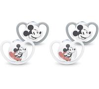 NUK Tetina Space 18-36 meses | Chupetes con ventilación extra ancha, silicona sin BPA | Disney Mickey Mouse, gris y blanco | 2 unidades (Paquete de 2)