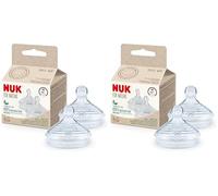 NUK Tetinas de repuesto para biberones de Nature, tamaño mediano, M (6 a 18 meses), silicona sostenible con ventilación anticólica, sin BPA, 2 unidades, transparente (Paquete de 2)
