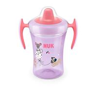 NUK Trainer Cup vaso antiderrame bebe | Boquilla blanda a prueba de fugas | +6 meses | Sin BPA | 230 ml | Perro (morado) | 1 unidad