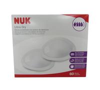 NUK Ultra Dry almohadillas para el pecho desechables, Almohadillas de lactancia para la lactancia materna, 60 unidades, Clear