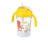 NUK Vaso de polipropileno (PP) Motion Cup para aprender a beber, 230 ml, pajita suave a prueba de fugas, asas ergonómicas, 8 meses o más, sin BPA, amarillo