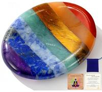 NUKAYAI Piedra de cuidado de pulgar ovalada para la ansiedad 7 cristales de Chakra piedras curativas accesorios de meditación tranquila salud mental regalos reales naturales tallados a mano decoración