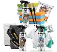Nuke Guys Limpiador interior coche Deluxe | Limpiador tapicería 0,5L + limpiador cristales 0,5L + limpiador interior 0,5L + 8 paños microfibra + 4 paños gofre + 2 guantes + 3 ambientadores + cepillos