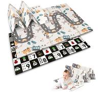 NUKIDO Baby-Schaumstoffmatte Doppelseitig Niedlich Buntes Design zum Krabbeln Perfekt als Geschenk Faltbar 200x150 cm NK-341 Muster mit Weg und Zahlen