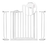 Nukido Barrera De Seguridad para Niños Extensible 75-105 cm Montaje Fácil Sin Tornillos Valla Metálica para Puerta Escalera Blanco