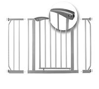 Nukido Barrera De Seguridad para Niños Extensible 75-115 cm Montaje Fácil Sin Tornillos Valla Metálica para Puerta Escalera Gris