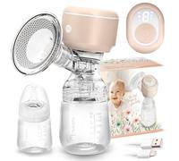 Nukido Extractor de leche eléctrico 3 modos portátil LED pantalla libre BPA silicona beige blanco