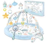 Nukido Gimansio De Actividades Para Bebé Evolitivo Alfombra De Juegos Con Arcos Extraíbles 7 Juguetes Multifuncionales Almohada Suave Desarrollo Sensorial Coordinación Mano-Ojo Plegable Azul Ocean