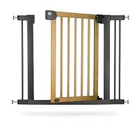 Nukido Rejilla de protección para escaleras, sin agujeros, 90°, parada para bebés, niños, rejilla de protección, ancho ajustable, 76-104 cm, marrón y negro, 104 x 77 cm