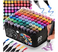 Nukido Rotuladores con alcohol, con bolsa, doble cara, resistentes al agua, 80 unidades