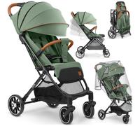 Nukido Silla De Paseo para Bebé 0-36 Meses 0-15 kg Plegado Automático En 2 Segundos Ruedas De 360° con Amortiguación Grandes Ruedas Todoterreno Verde Paseo