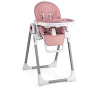 Nukido Trona de Lactancia Rosa - Bandeja Extraíble - Ajuste de Altura de 8 Etapas - 2 Ruedas Incorporadas - Respaldo y Reposapiés Ajustables - Fácil de Limpiar