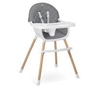 Nukido Trona para bebé 3 en 1, bandeja extraíble, cinturón de seguridad, estable, fácil de limpiar, trona para bebés a partir de 6 meses, color blanco y gris