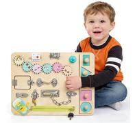 NUKied Tablero Montessori para Niños,Busy Board Toddler,Juguetes de Madera Montessori,Tablero Sensorial Montessori Activity Board,Juguete Montessori 2 años,Educativos para Niños 1 2 3 4 Año