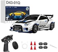 NULA 1:43 RC Auto Drift Car 20 km/h con giroscopio, 2,4 GHz 4 WD Full proporcional Sportwage, velocidad ajustable e iluminación LED para jóvenes y adultos - D43-01/02