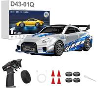 NULA 1:43 RC Auto Drift Car 20 km/h con giroscopio, 2,4 GHz 4 WD Full proporcional Sportwage, velocidad ajustable e iluminación LED para jóvenes y adultos - D43-01/02