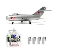 NULA MinimumRC MiG-15 EDF Micro RC Jet Avión con impulsor de 30 mm, 2S 7,4 V, Giroscopio estabilizado 4 CH Avión para exteriores (motor de gas izquierdo/sin escobillas/4 baterías)