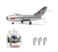 NULA MinimumRC MiG-15 EDF Micro RC Jet Avión con impulsor de 30 mm, 2S 7,4 V, Giroscopio estabilizado 4 CH Avión para exteriores (motor de gas izquierdo/sin escobillas/4 baterías)
