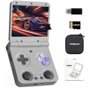 NULA Miy-oo Flip V2 - Consola de juegos portátil con tarjeta TF de 128 GB de pantalla IPS de 3,5 pulgadas, sistema Linux RK3566 Quad Core Cortex-A55 CPU, batería de 3000 mAh y emulador de juegos WiFi