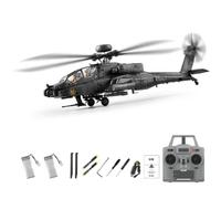 NULA RC-ERA C170 AH-64D RC Helicóptero 1:48 Flybarless Militar, 2,4 G 6 CH con posicionamiento de flujo óptico, mantenimiento de altitud, motor sin escobillas, vuelo invertido gris oscuro, 2 baterías
