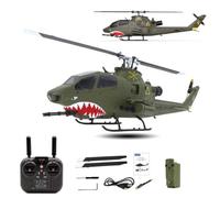 NULA YU Xiang F112S AH-1 Cobra 1:40 RC Helicóptero GPS 9CH Flybar Doble Rotor Dos Motores Sin Escobillas, Helicóptero Militar Avión Con Estabilización de Altura LiDAR, Retorno Inteligente RTF