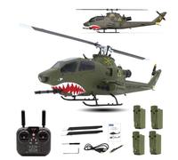 NULA YU Xiang F112S AH-1 Cobra 1:40 RC Helicóptero GPS 9CH Flybar Doble Rotor Dos Motores Sin Escobillas, Helicóptero Militar Avión Con Estabilización de Altura LiDAR, Retorno Inteligente RTF