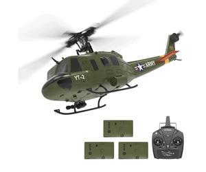 NULA YUXIANG F07 UH-1D - Helicóptero teledirigido para adultos, 1/34, 6 H 2,4 G, giroscopio de 6 ejes 3D/6G, sin escobillas, posicionamiento de flujo óptico, 3 pilas