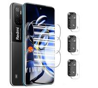 nulala 3 Piezas Protector de Pantalla de TPU para Xiaomi POCO M3 Pro 5G con 3 Piezas Protector de Lente de Cámara, Admite de Huella Digital, Películas de Hidrogel para Xiaomi POCO M3 Pro 5G