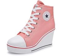 nulala Zapatillas de Lona para Mujer, con tacón de cuña, Zapatillas con Altura de tacón, Zapatillas Deportivas para Mujer, Zapatillas de Plataforma sin Cordones para Deporte, Tiempo Libre