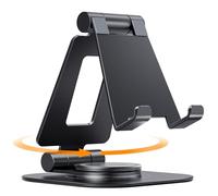 NULAXY 360 Soporte giratorio para teléfono plegable soporte teléfono móvil accesorios de escritorio funda gruesa compatible con iPhone 15 14 13 12 X Xr, todos los dispositivos de 4 a 8 pulgadas, negro