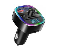 Nulaxy Bluetooth FM Transmitter for Car, QC3.0 & 7 Colors LED Backlit Car Radio Bluetooth Adapter Music Player Hands Free Car Kit with SD Card Slot, S