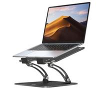 Nulaxy Soporte de portátil o notebook de 10 a 17 pulgadas, totalmente ajustable para escritorio, elevador, plegable, dual, aluminio, ventilación de calor, ergonómico, accesorio de oficina, color negro