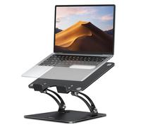 Nulaxy Soporte de portátil o notebook de 10 a 17 pulgadas, totalmente ajustable para escritorio, elevador, plegable, dual, aluminio, ventilación de calor, ergonómico, accesorio de oficina, color negro