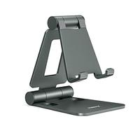 Nulaxy Soporte de teléfono de Aluminio para Escritorio, Soporte Ajustable para teléfono, Soporte de Metal Plegable Compatible con iPhone 15/14/13/12/11 Pro Mini Pro MAX, XS XR X 8 7, teléfonos, Gris