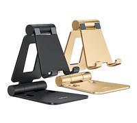 Nulaxy Soporte de teléfono Plegable Paquete de 2 Unidades, Soporte teléfono móvil Ajustable Compatible con iPhone 15 14 13 12 11 XS XR X 8, Huawei, Samsung, Todos los teléfonos, Negro y Oro