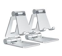 NULAXY Soporte de teléfono Plegable Paquete de 2 Unidades, Soporte teléfono móvil Ajustable Compatible con iPhone 15 14, 13, 12, 11, XS, XR, X 8, Huawei, Samsung, Todos los teléfonos, Plata y Plata