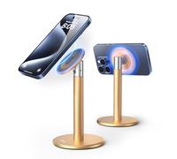 Nulaxy Soporte Magnético para Móvil de Aluminio, Base Estable Antideslizante con 720° Ajustable, Incluye Anillo para iPhone/Android y Fundas MagSafe, Soporte de Escritorio para Oficina/Hogar, Oro