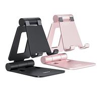 Nulaxy Soporte Plegable Doble para teléfono Celular, Soporte teléfono Plegable Totalmente Ajustable Compatible con iPhone 15 14 13 12 11 Pro XS XS MAX XR X 8, Todos los teléfonos, Negro y Oro Rosa