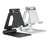 Nulaxy Soporte Plegable Doble para teléfono Celular, Soporte teléfonos Plegable Totalmente Ajustable Compatible con iPhone 15 14 13 12 11 Pro XS XS MAX XR X 8, Todos los teléfonos, Negro y Plateado